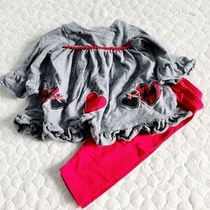 Baby girl hearts valentine day outfit ruffle 9 months